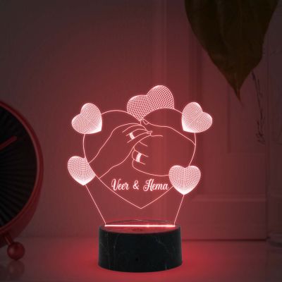 Couple Hand Soul Mate Acrylic Led Night lamp With Multicolored Light